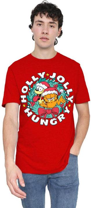 Actual product image Garfield Unisex Adult Holly Jolly Hungry Odie Christmas T-Shirt (XL)