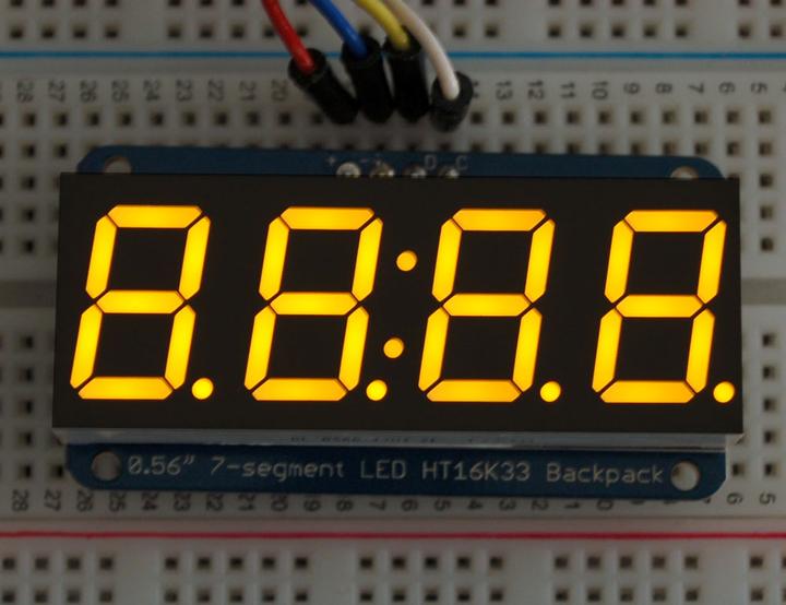 Image du produit Adafruit 0.56" 4 chiffres, 7 segments avec I2C Jaune (Divers)
