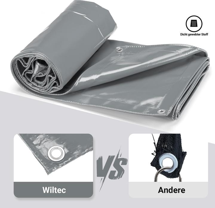 Immagine prodotto Wiltec Telone grigio resistente alle intemperie 3x4m telone poliestere occhielli 650g/m² telone da giardino (3 x 4 m)