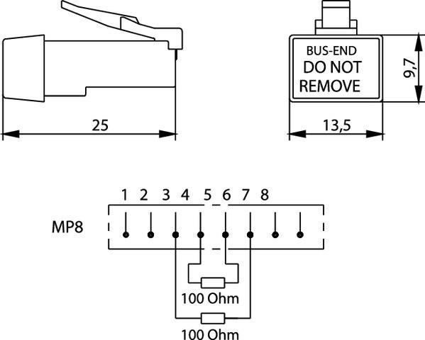 Produktbild Telegärtner RJ45-Abschlusswiderstand (100 dB, Antennenkabel)