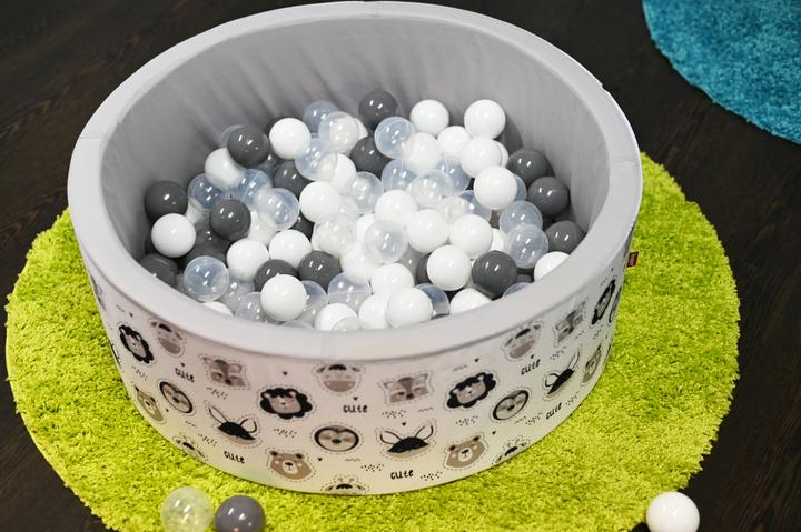 Produktbild Knorrtoys Bällebad soft - "Cute Animals" - 150 balls grey/white/transparent (ca. 7 cm)