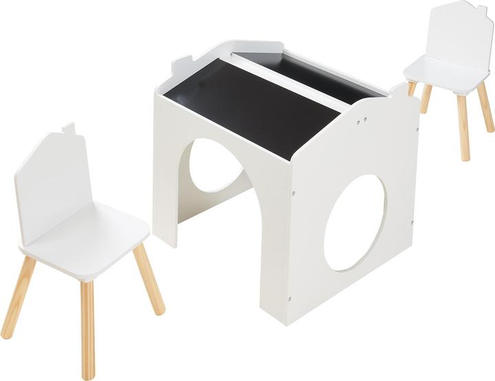 Actual product image En.Casa Zeichentisch für Kinder Romso Kindertischset mit 2 Stühlen Weiss (Child seating group)