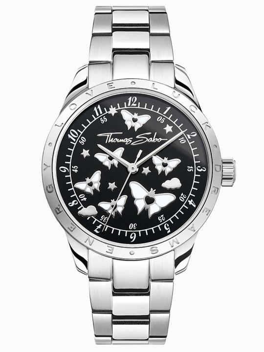 Produktbild Thomas Sabo Damenuhr mit Schmetterlingen silberfarben (34 mm)