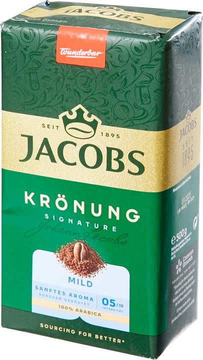 Actual product image Jacobs Krönung MILD coffee, ground Arabic beans mild 500.0 g (500 g, Light roast)