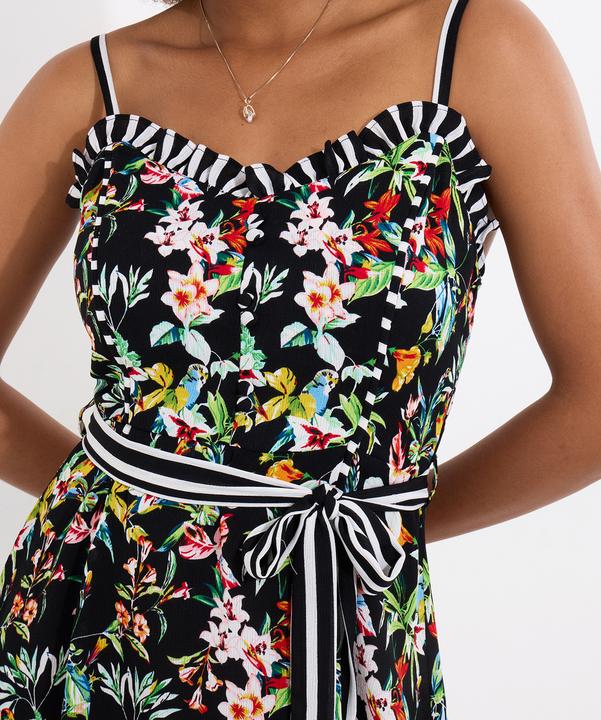 Image du produit Joe Browns Tropical Print Tie Waist Contrast Strap Knee-Length Dress (16)