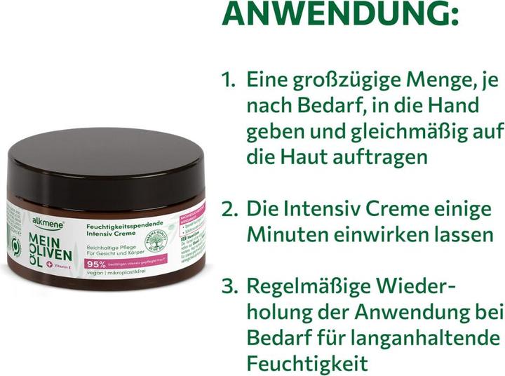 Actual product image Alkmene MEIN OLIVENÖL, Feuchtigkeitsspendende Intensiv Creme (Body cream, 200 ml)