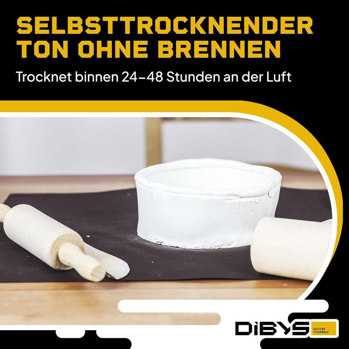 Productafbeelding DiBYS boetseerset met witte klei en boetseergereedschap basic