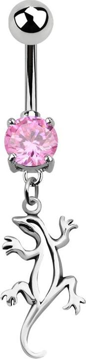 Produktbild Star Piercing Banane silber mit Anhänger Echse pink (ohne Messing, 925 Sterlingsilber, Chirurgenstahl 316L)