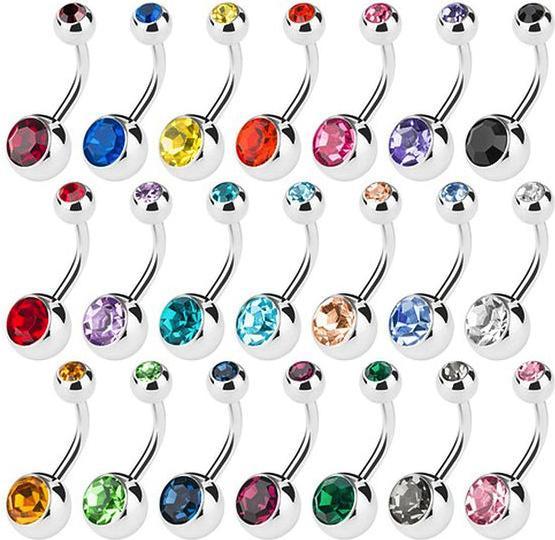 Immagine prodotto Hermex Piercing alla pancia in acciaio chirurgico 316L da 1.6mm con zircone - viola (Zirconia, Acciaio chirurgico 316L)