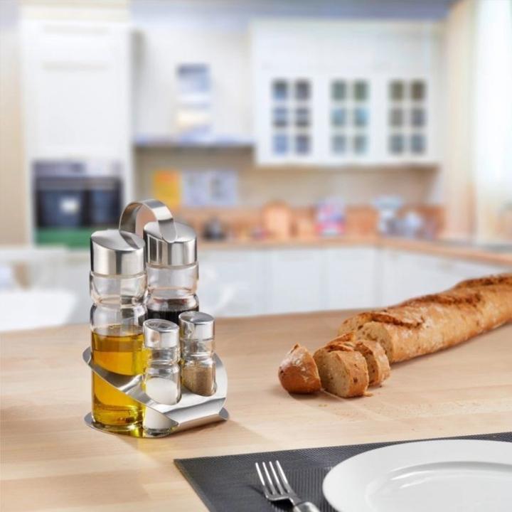 Actual product image Westmark 4-piece set cruet salt. Pepper. Vinegar & Oil "Vienna
