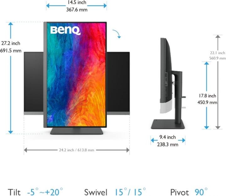 Produktbild BenQ PD2706U 27IN 16:9 3840X2160 400 (3840 x 2160 Pixel, 27")