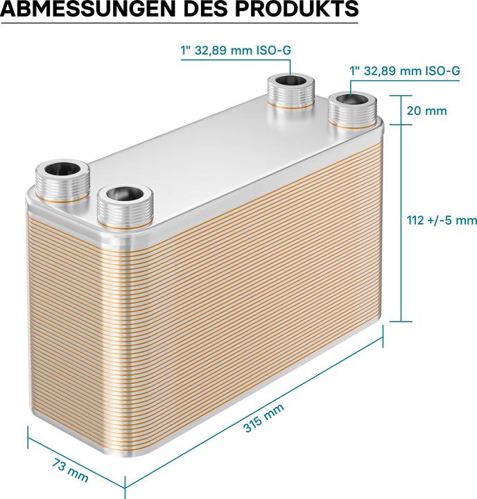 Actual product image Wiltec Hrale Stainless Steel Heat Exchanger 50 Plates max. 285 kW Plate Heat Exchanger