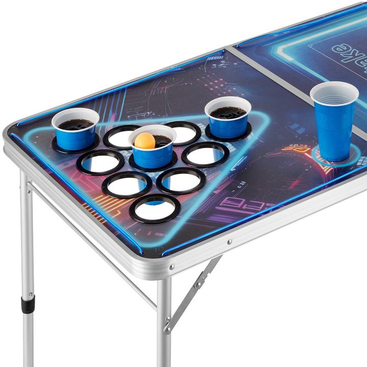 Image du produit tectake Table de beer pong BEERWARS II avec compartiment à glace et éclairage LED