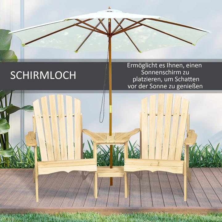 Produktbild Outsunny Gartenbank mit Tisch und Schirmloch