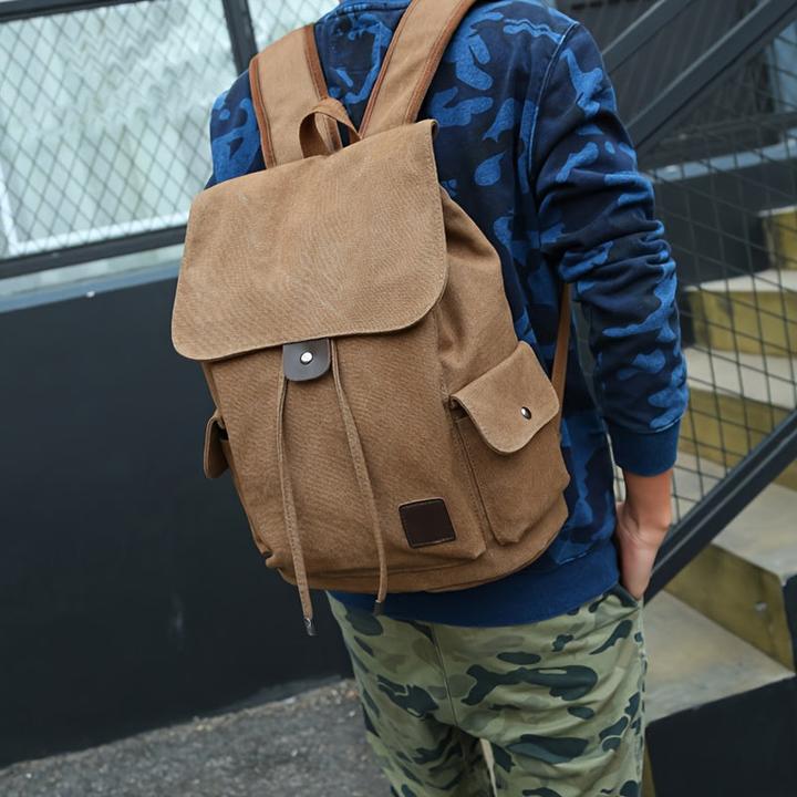 Actual product image Only-Bags.Store Fashionable Trendy Backpack, Casual Canvas Bag, College Style Travel Backpack, Student School Bag