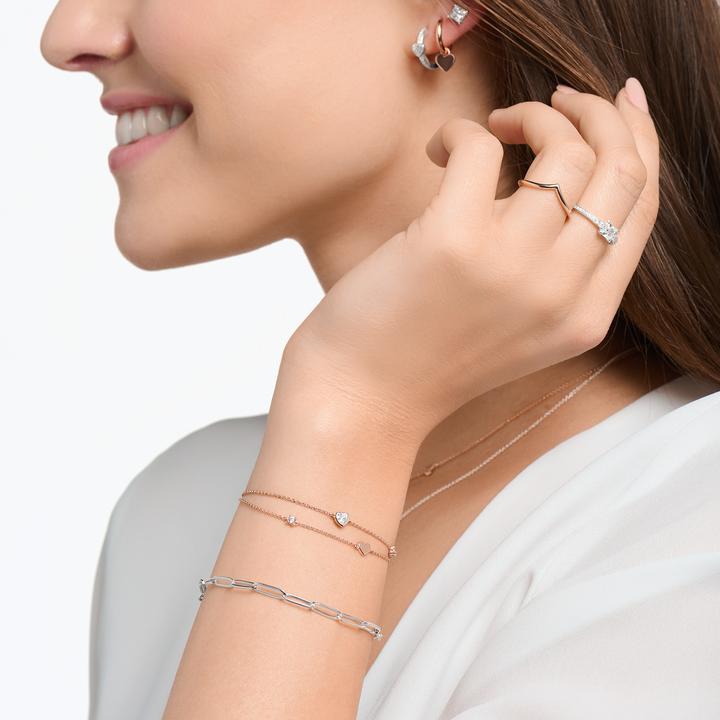 Produktbild Thomas Sabo Armband mit Herzen und Weisse Steine Roségold (19 cm, Silber 925)