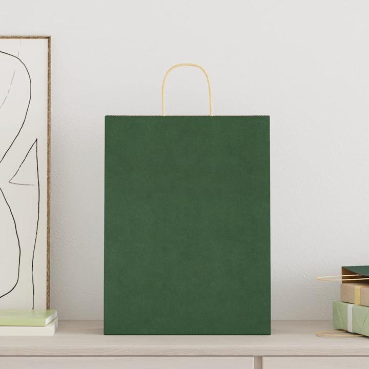 Actual product image VidaXL Kraft paper bags 50 pcs. with handle green 32x12x42 cm paper bag (Gift bag, 50 x)