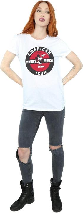 Actual product image Disney Womens/Ladies Mickey Mouse American Icon Cotton Boyfriend T-Shirt (L)