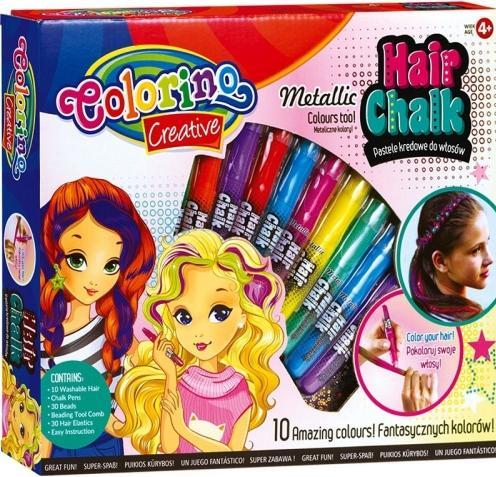 Colorino Set di gessetti creativi per capelli 10 colori mix (Multicolore)