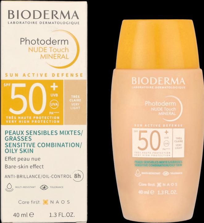 Actual product image Bioderma Photoderm Nude Touch Mineral SPF50+ très claire (Sun cream face, SPF 50, 40 ml)