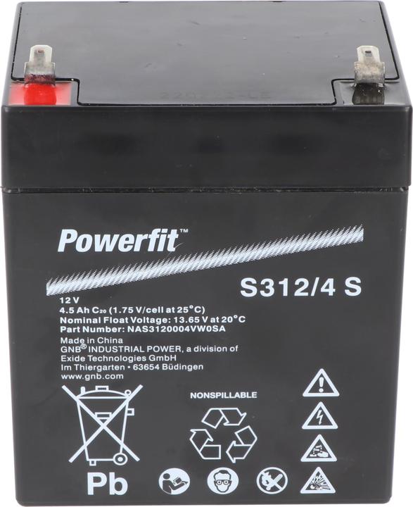 Actual product image Exide Powerfit S312/4 S lead battery, connection 4.8mm (12 V, 4 Ah)