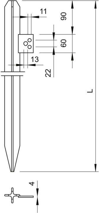 Immagine prodotto OBO Bettermann 213 1500 Dispersore a croce DIN con capocorda di collegamento 1500mm St FT 5003016