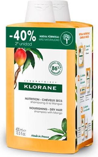 Produktbild Klorane Trockenes Haar Shampoo Mango 2x400ml (800 ml, Trockenshampoo)