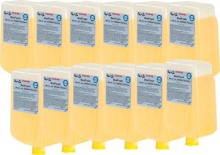 Actual product image CWS Foaming soap, pack of 12 bottles, 0.5 l each, standard, yellow. (Liquid soap, 500 ml)