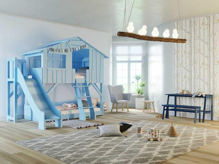 Image du produit Mathy by Bols Lit superposé cabane dans les arbres avec toboggan (90 x 190 cm)
