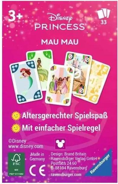 Image du produit Ravensburger 24709 - Disney Princess Mau Mau - Le jeu de cartes classique pour 2-4 enfants à partir de 3 ans (Allemand)