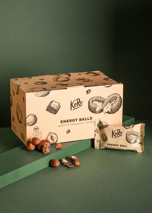 Actual product image KoRo Bio Fruchtkugel auf Dattelbasis mit Haselnuss- und Erdnussmusfüllung (Hazelnut, 1 pcs., 420 g)