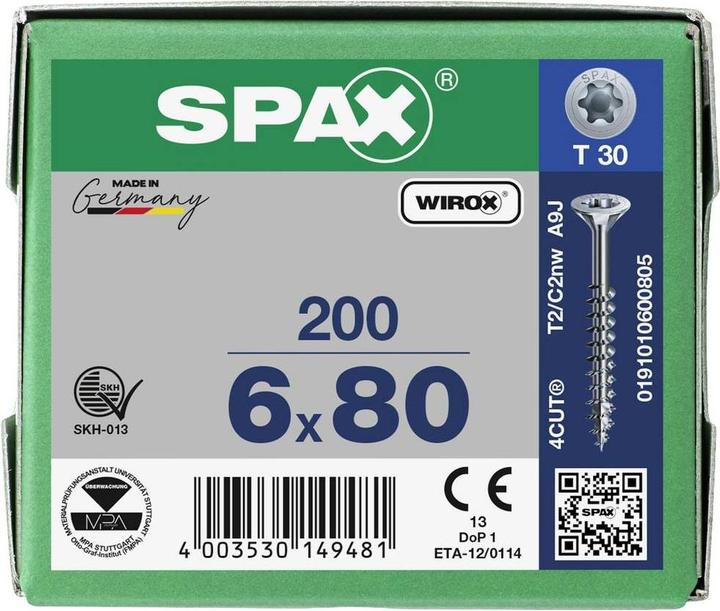 Actual product image Spax Chipboard screws SK T30 6,0x80 mm (200 Screws per piece)