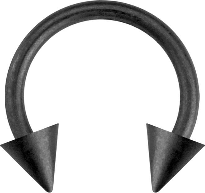 Actual product image Star Piercing Circular barbell black matt with two cones (without brass, Surgical steel 316L)