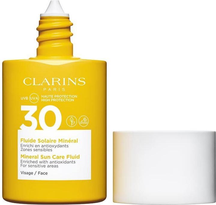 Actual product image Clarins Sun - Fluide Solaire Minéral Visage SPF30 (Sun cream face, SPF 30, 30 ml, 62 g)