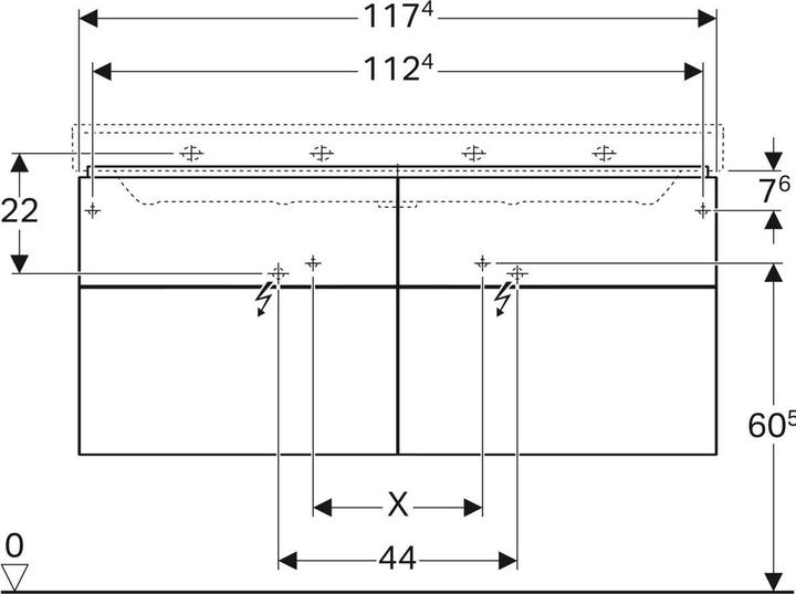Produktbild Geberit Waschtischunterschrank Xeno wei hochglanz 4 Auszge mit Softeinzug fr 120 cm 5 (53 x 117 cm)