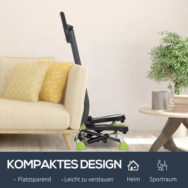 Produktbild Swisshandel24 Hometrainer Stepper Fitness Swing Stepper mit LCD-Schirm und Handgriff bis 100 kg Stahl ABS Grau+Grü