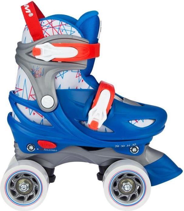 Nijdam Rolschaatsen Verstelbaar - Geo Metricker - Blauw/Rood/Wit/Zilvergrijs - 29-32 (29, 30, 31, 32)