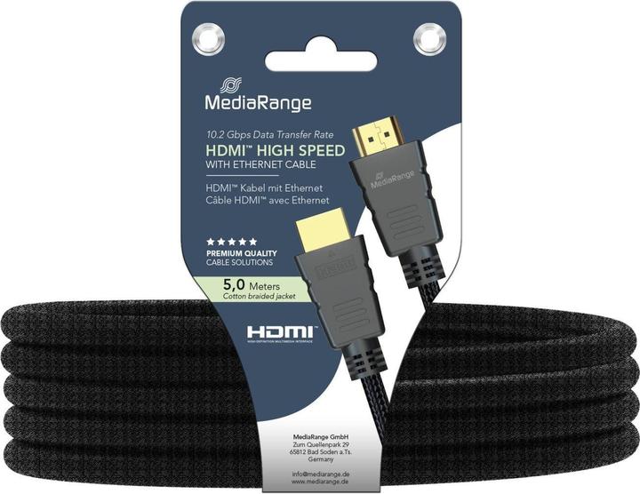 Actual product image MediaRange HDMI High Speed Ethernet Connector. 10Gibt/s (5 m, HDMI)