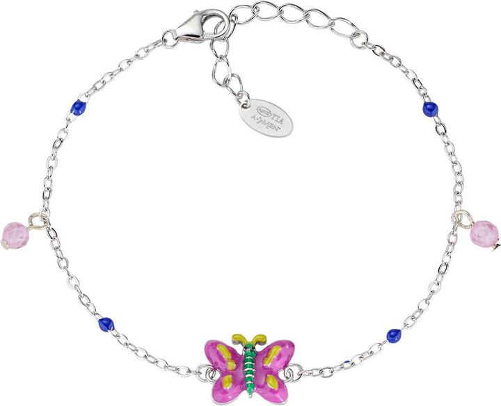 Amen Junior Pink Butterfly Armband (16 cm, Emaille, Silber 925)