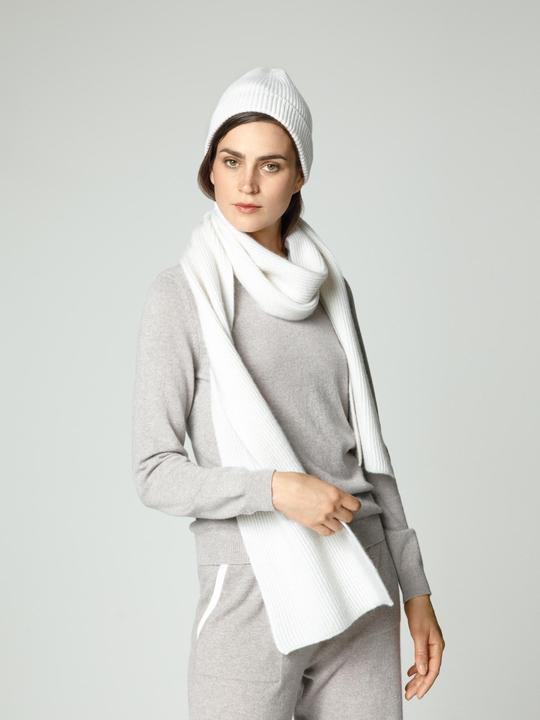 Actual product image Furnari 100% cashmere scarf in subtle ice white