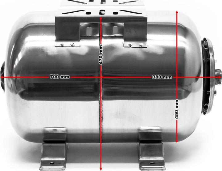 Image du produit Wiltec 100L INOX Réservoir pression à vessie pour la surpression domestique cuve ballon, suppresseur pompe (Pompe à eau domestique)