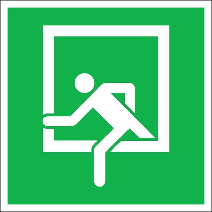 Produktbild SafetyMarking Rettungszeichen-Aufkleber "Notausstieg" quadratisch 15,0 x 15,0 cm
