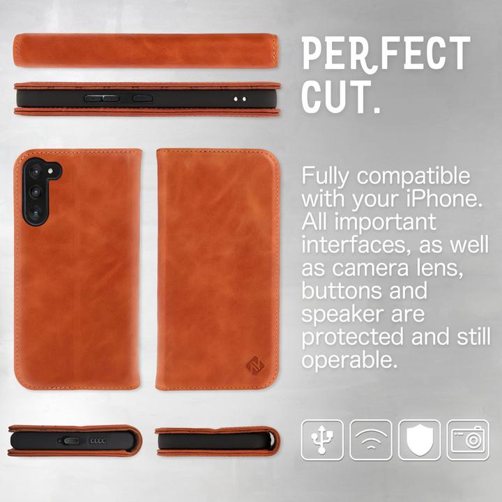 Produktbild Nalia Echt Leder Flip Case Hülle mit Magnetverschluss (Samsung Galaxy S23+)