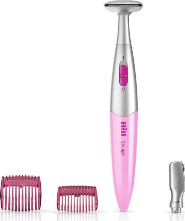 Trimmer 3in1 trimmer 3in1 Silk-épil, Borsa, Pila, Tesserini, Cappuccio protezione, Spazzola pulizia, Testa ad alta precisione, Pettini per rifinire