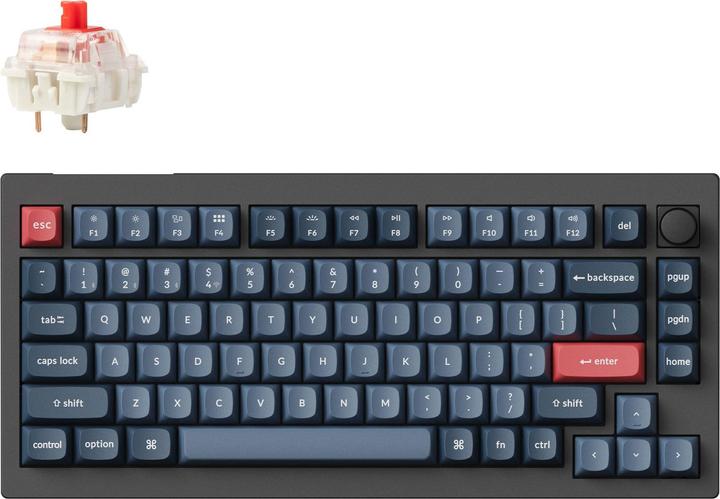 Actual product image Keychron V1 Max (black/blue-grey, DE layout, Gateron Jupiter Red, hot-swap, RGB) (DE, Wireless, Cable)