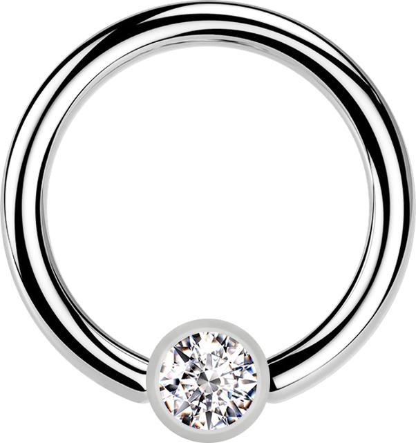 Produktbild Star Piercing Micro Closure Ring silber Zylinder Kristall silber (ohne Messing, Chirurgenstahl 316L)