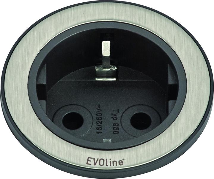 Actual product image Schulte Electrical engineering socket outlet element EVOLINE 1f socket outlet black, ring in stainless