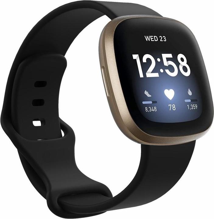 Produktbild Deltalabs Fitbit Versa 4 / Versa 3 / Sense 2 / Sense Silikon Sport Armband - Schwarz (Silikon, Fitbit Versa 3, Fitbit Versa 4, Fitbit Sense 2)