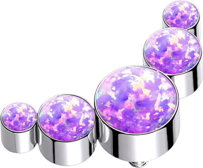 Immagine prodotto Star Piercing Dermal Anchor argento cinque opali viola (senza ottone, Titanio G23)