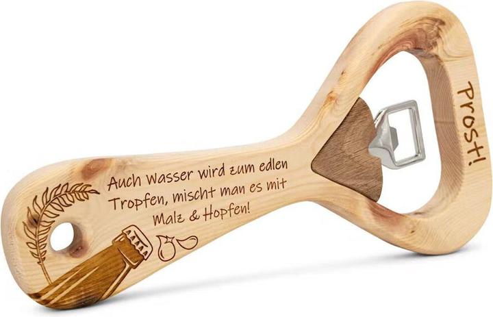 Image du produit ZNatur Décapsuleur XXL en bois d'arolle Bois d'arolle Décoration cadeau avec gravure Prost No.29 (Décapsuleur)